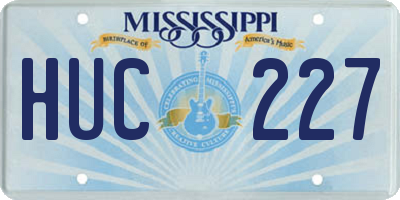 MS license plate HUC227