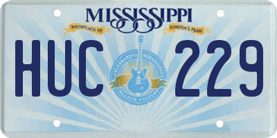 MS license plate HUC229