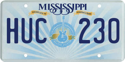 MS license plate HUC230
