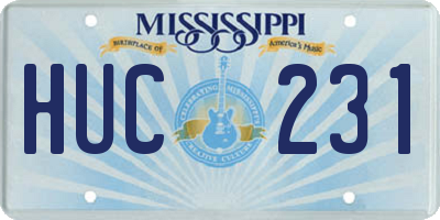 MS license plate HUC231