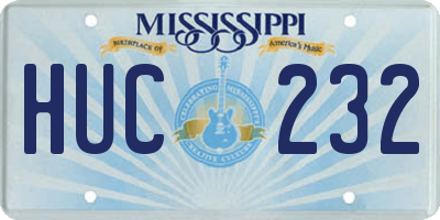 MS license plate HUC232