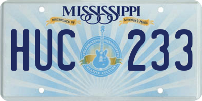 MS license plate HUC233