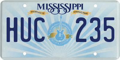 MS license plate HUC235