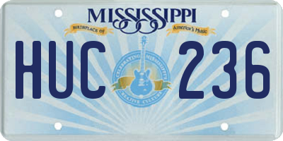 MS license plate HUC236