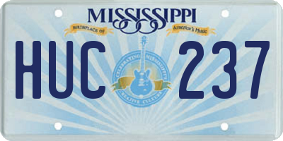 MS license plate HUC237