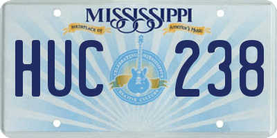 MS license plate HUC238
