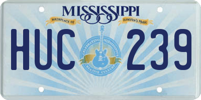 MS license plate HUC239