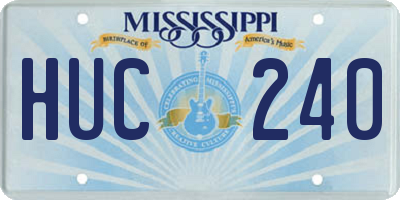 MS license plate HUC240