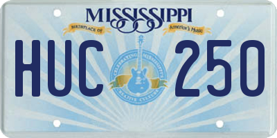 MS license plate HUC250