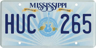 MS license plate HUC265