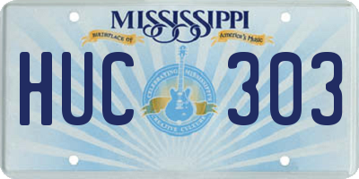 MS license plate HUC303