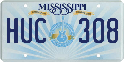 MS license plate HUC308