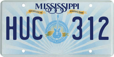 MS license plate HUC312