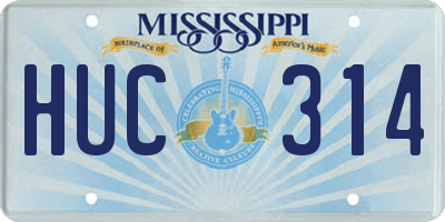 MS license plate HUC314
