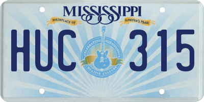 MS license plate HUC315