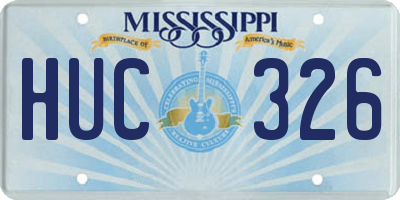 MS license plate HUC326
