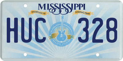 MS license plate HUC328
