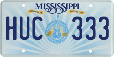 MS license plate HUC333