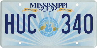 MS license plate HUC340