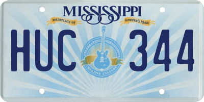 MS license plate HUC344