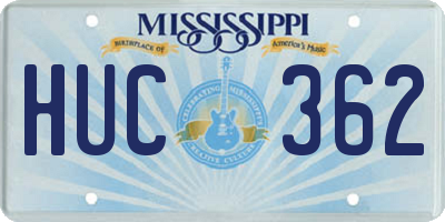 MS license plate HUC362
