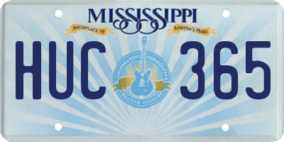 MS license plate HUC365