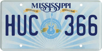 MS license plate HUC366
