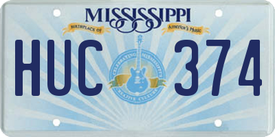 MS license plate HUC374