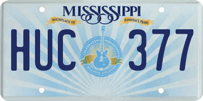 MS license plate HUC377
