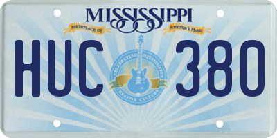 MS license plate HUC380
