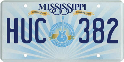 MS license plate HUC382