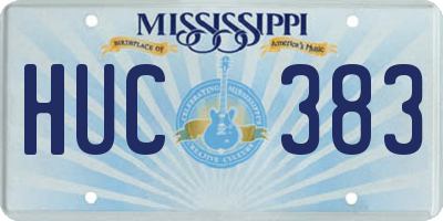 MS license plate HUC383