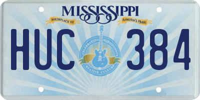 MS license plate HUC384