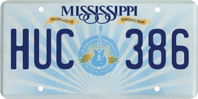 MS license plate HUC386