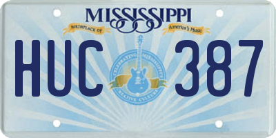 MS license plate HUC387