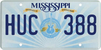 MS license plate HUC388