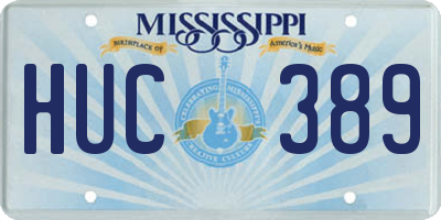 MS license plate HUC389