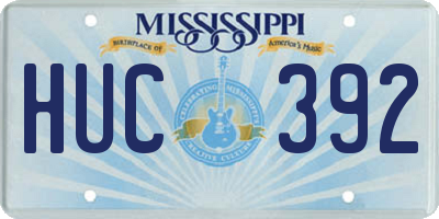 MS license plate HUC392