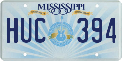 MS license plate HUC394