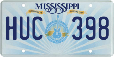 MS license plate HUC398
