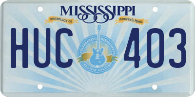 MS license plate HUC403