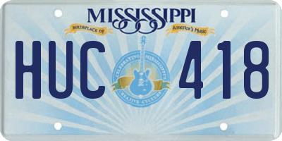 MS license plate HUC418