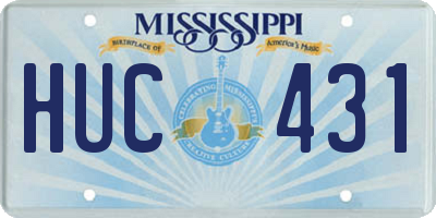 MS license plate HUC431
