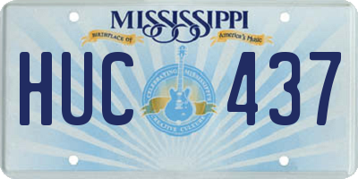MS license plate HUC437