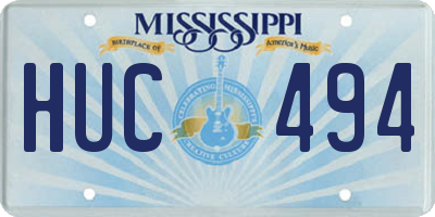 MS license plate HUC494