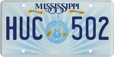 MS license plate HUC502