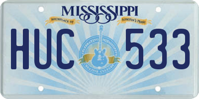 MS license plate HUC533