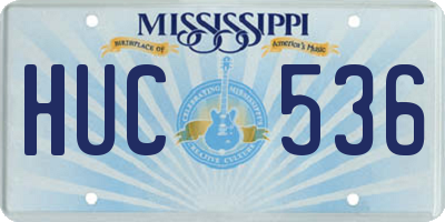 MS license plate HUC536