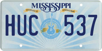 MS license plate HUC537
