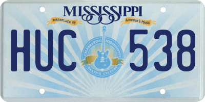 MS license plate HUC538